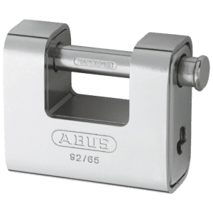 ABUS 92 Series Steel Clad Brass Sliding Shackle Shutter Padlock - 67mm KA (8511) 92/65 Boxed