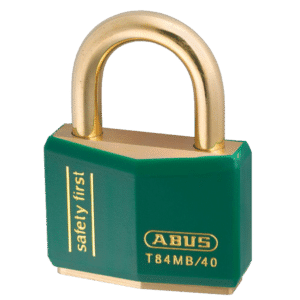 ABUS T84MB Series Brass Open Shackle Padlock - 43mm Brass Shackle KA (8403) Green T84MB/40 Boxed