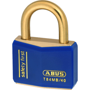 ABUS T84MB Series Brass Open Shackle Padlock - 43mm Brass Shackle KA (8406) Blue T84MB/40 Boxed