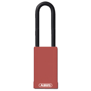ABUS 74HB Series Long Shackle Lock Out Tag Out Coloured Aluminium Padlock - Red