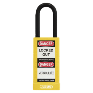 ABUS 74HB Series Long Shackle Lock Out Tag Out Coloured Aluminium Padlock - Yellow