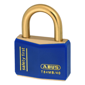 ABUS T84MB Series Brass Open Shackle Padlock - 43mm Brass Shackle KD (22717) Blue T84MB/40 Boxed