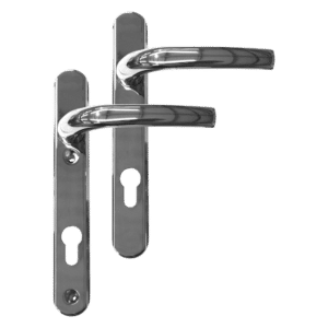 Greenteq Alpha 92 Lever/Lever UPVC Furniture - 220mm Backplate - Polished Chrome
