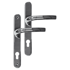 Greenteq Alpha 92 Lever/Lever UPVC Furniture - 250mm Backplate - Polished Chrome