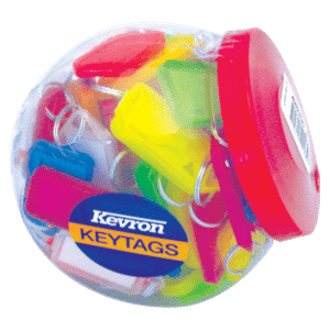 KEVRON ID30 Giant Tags Display Tub 70pcs Assorted Colours - Assorted Colours x 70