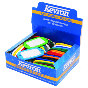 KEVRON ID10 Jumbo Key Tags Tub of 40 Assorted Colours - Assorted Colours x 40