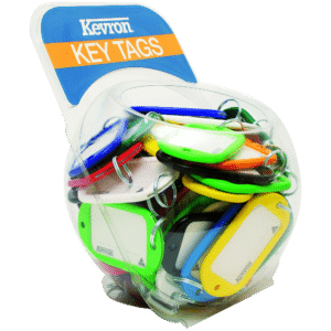 KEVRON ID10 Jumbo Key Tags Counter Tub 60pcs Assorted Colours - Assorted Colours x 60
