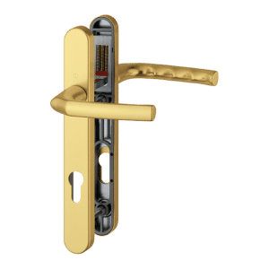 HOPPE Birmingham 92mm UPVC Lever Door Furniture 122mm Screw Centers 1117/3811N - 92mm Centres Gold