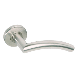 BRITON Curved Mitred Lever on Rose with Round Bar - Curved Mitred 4205.19.SS
