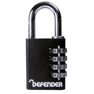DEFENDER Black Diecast Combination Padlock - 40mm