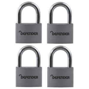 DEFENDER Aluminium Open Shackle Padlock - 40mm KA 4 Pack