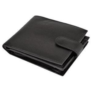 BEE-SECURE Black Leather Bifold RFID Wallet With Coin Purse - With Coin Purse