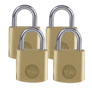 YALE Y110B Brass Open Shackle Padlock - 20mm Pack of 4 Keyed Alike