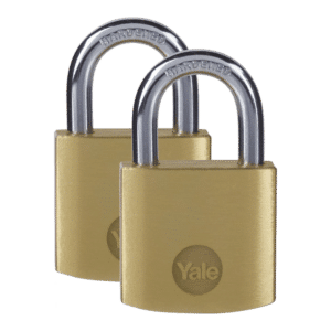 YALE Y110B Brass Open Shackle Padlock - 25mm Pack of 2 Keyed Alike
