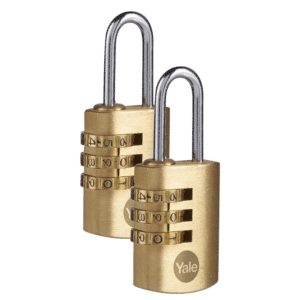 YALE Y150B Brass Open Shackle Combination Padlock - 22mm - Pack of 2