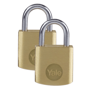YALE Y110B Brass Open Shackle Padlock - 40mm Pack of 2 Keyed Alike