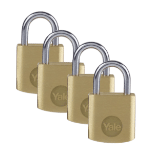 YALE Y110B Brass Open Shackle Padlock - 40mm Pack of 4 Keyed Alike