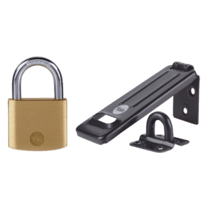 YALE Steel Hasp & Brass Padlock - 120mm Hasp & 40mm Padlock