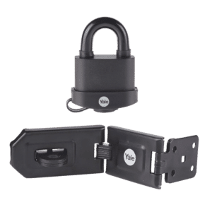 YALE Steel Hardened Steel Hasp & Weatherproof Steel Padlock - 160mm Hasp & 51mm Padlock