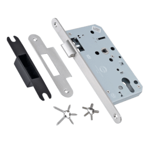 BRITON 5740 DIN Standard Latch Case 60mm Backset - Radius 5740.60.R.SS