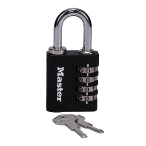MASTER LOCK 7641EURDBLK 40mm Indoor 4 Wheel Combination Lock c/w Override Key - Black