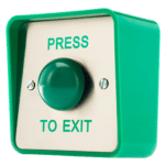 ICS Exit Button Green Dome Surface Fitting 1 Gang Low Duty - DRB044S-SS-PTE