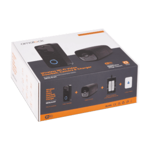 AMALOCK DB711/DB721 Wireless Doorbell & Chime Kit With 1 x CAM400 Camera, Battery Charger And Rechargeable Batteries - Black DB721-B-KIT