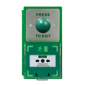 ICS Dual Unit MCP110 Call Point With Green Dome Exit Button - Vertical DBB-H-04-110-V
