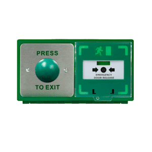 ICS Dual Unit MCP110 Call Point With Green Dome Exit Button - Horizontal DBB-H-04-110-H