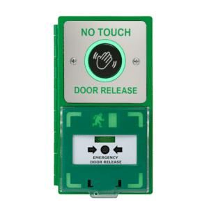 ICS Dual Unit MCP110 Call Point With Infrared Touch Free Exit Button - Vertical DBB-H-IR-110-V
