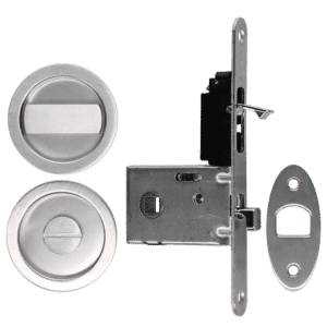 BONAITI SERRATURE Easy Kit Round With G500T To Suit WC Sliding Door - Satin Chrome
