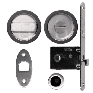BONAITI SERRATURE Easy Kit Round With G500 To Suit WC Sliding Door - Satin Chrome