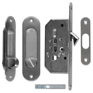 BONAITI SERRATURE Classic WC Sliding Door Hook Lock B2N Oval - Satin Chrome