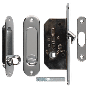 BONAITI SERRATURE Classic WC Sliding Door Hook Lock B2N Oval - Polished Chrome