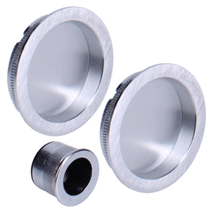 BONAITI SERRATURE Classic Sliding Door Handle Round B7D Blind Finger Pull Set - Satin Chrome