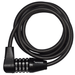 DEFENDER By Squire Cycle Cable Lock With 4 Wheel Combination 8mm x 1500mm - Black - DF COMBI C8/1500