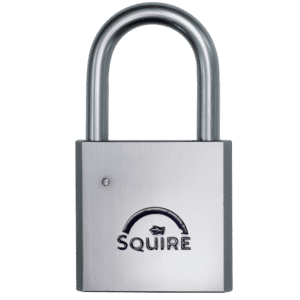 SQUIRE HEB50 Open Shackle Padlock Body To Accept 40mm (30/10) Half Euro Cylinder - Chrome Plated Brass Body