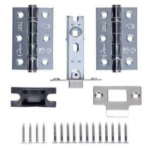 ECLIPSE Latch & Hinge Pack Fire Rated - Polished Chrome