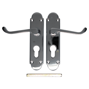 EPSOM Lever Euro Plate Door Handles - Polished Chrome