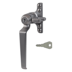 STEEL WINDOW FITTINGS B195 Key Locking Window Handle - LH Satin Chrome
