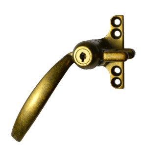STEEL WINDOW FITTINGS B158 Key Locking Window Handle - LH Antique Brass