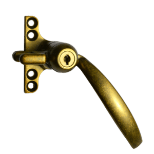 STEEL WINDOW FITTINGS B158 Key Locking Window Handle - RH Antique Brass