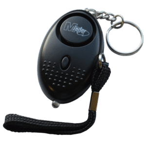 MINDER Mini Keyring Torch Personal Alarm - Black