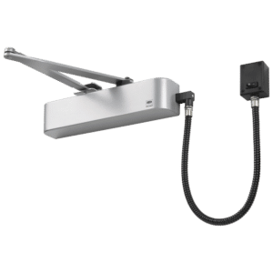 UNION CE4F-E Size 4 Electromagnetic Overhead Door Closer With Swing Free Or Hold Open Facility - Silver