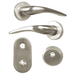 HOOPLY FT09 Lever Handle On Rose & Escutcheon Set with Thumbturn - Stainless Steel - Left Hand