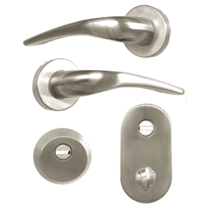 HOOPLY FT09 Lever Handle On Rose & Escutcheon Set with Thumbturn - Stainless Steel - Right Hand
