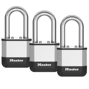 MASTER LOCK Elite Laminated Padlock Long Shackle - 44mm KA Triple Pack (38mm LS)