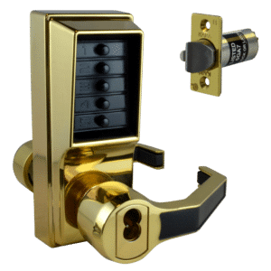 DORMAKABA Simplex L1000 Series L1041B Digital Lock Lever Operated With Key Override & Passage Set - PB RH With Cylinder LR1041B-03