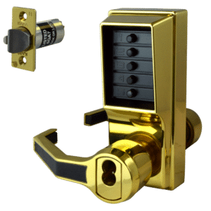 DORMAKABA Simplex L1000 Series L1041B Digital Lock Lever Operated With Key Override & Passage Set - PB LH With Cylinder LL1041B-03