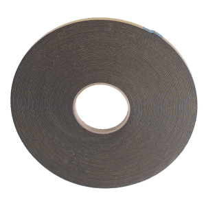 Large top-down view of a wide brown tape roll with a hollow cardboard core.